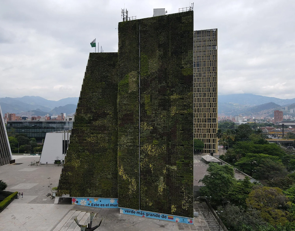 A vertical garden at Medellin’s City Hall. Photo: Peter Yeung